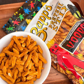 Zapp's Seasoned Pretzel Stix Voodoo twist close-up showing seasoning.