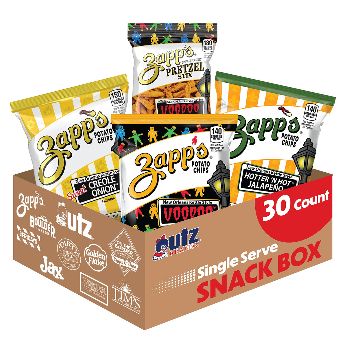 Zapp’s Voodoo chips bag with bold Cajun flavor for party snacking.