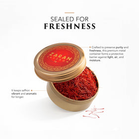 Zaran Saffron golden milk and tea infusion delivering warmth and fragrance.