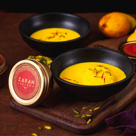 Zaran Saffron Super Negin threads blooming image communicates aroma release and quality.