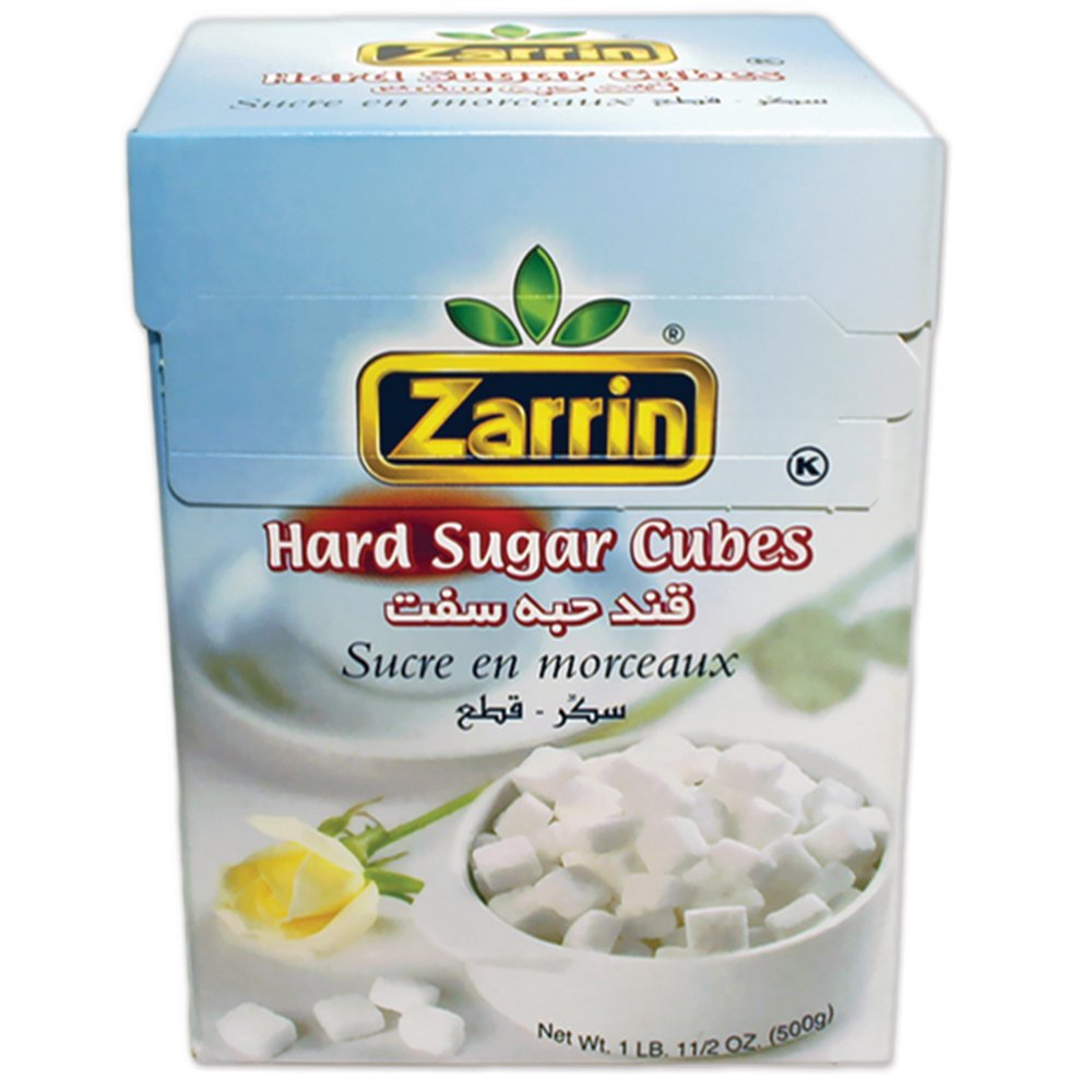 Zarrin hard sugar cubes two-pack on shelf promoting convenient daily sweetness.