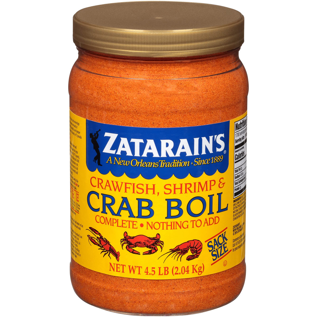 Zatarain's boil pot with spices, ready to bring authentic New Orleans heat to your seafood.