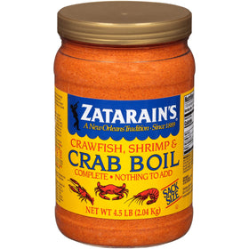 Zatarain's boil pot with spices, ready to bring authentic New Orleans heat to your seafood.