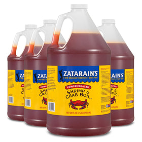 Zatarain's Concentrated Shrimp & Crab Boil bottle pour highlights bold seafood flavor