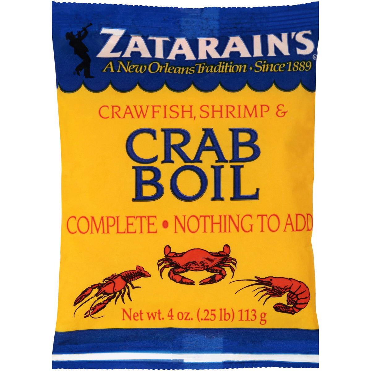 Zatarain's Crawfish, Shrimp & Crab Boil pack 12 ready for seafood boils, ideal for gatherings
