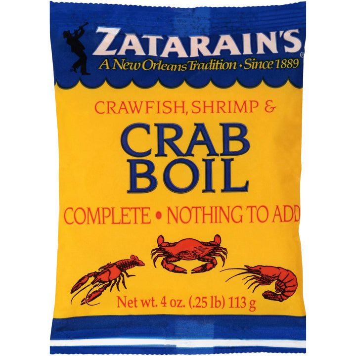 Zatarain's Crawfish, Shrimp & Crab Boil pack 12 ready for seafood boils, ideal for gatherings