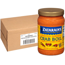 Zatarain's Crawfish, Shrimp & Crab Boil spice pack close-up, ideal for a bold seafood boil.