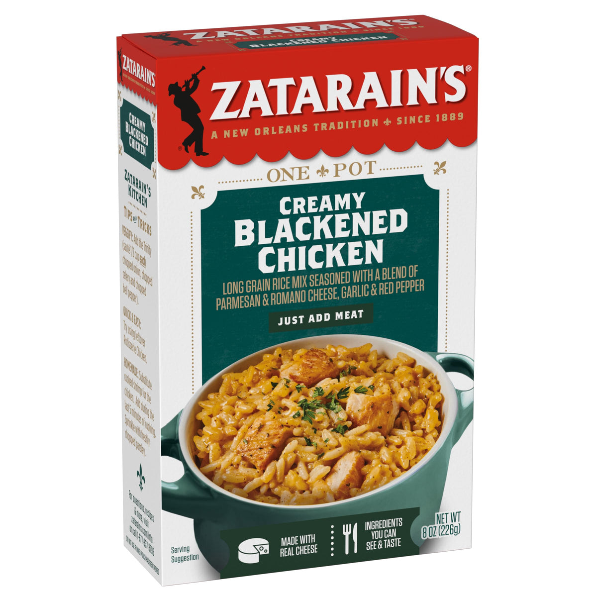 Zatarain's Creamy Blackened Chicken Rice Mix leftovers with rotisserie chicken option