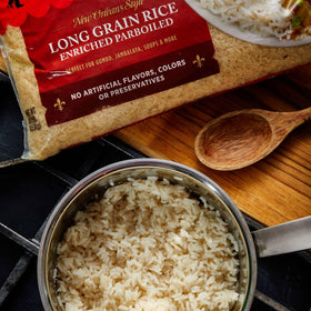 Zatarain's enriched parboiled rice ready in the microwave for quick meals.