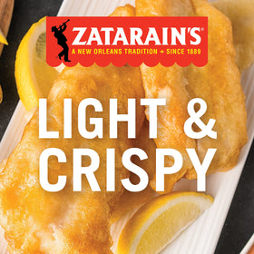 Zatarain's Fish Fri golden crust delivering texture and crunch.