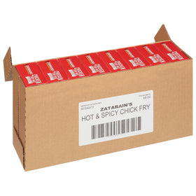 Zatarain's hot-spicy chicken fry mix pack 8 front label for bold New Orleans flavor.