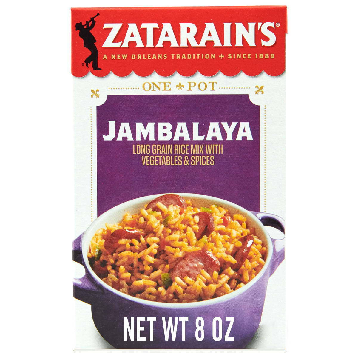 Zatarain's Jambalaya box offers classic Creole flavor for quick weeknight meals.