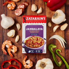 Zatarain's Jambalaya gluten-free label indicates allergen-friendly option.