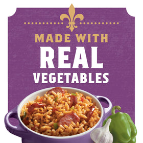Zatarain's Jambalaya ready-to-serve plate featuring sausage and peas.