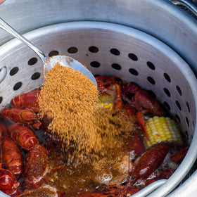 Zatarain's spice blend with red pepper and paprika, a vivid close-up of bold seasoning.
