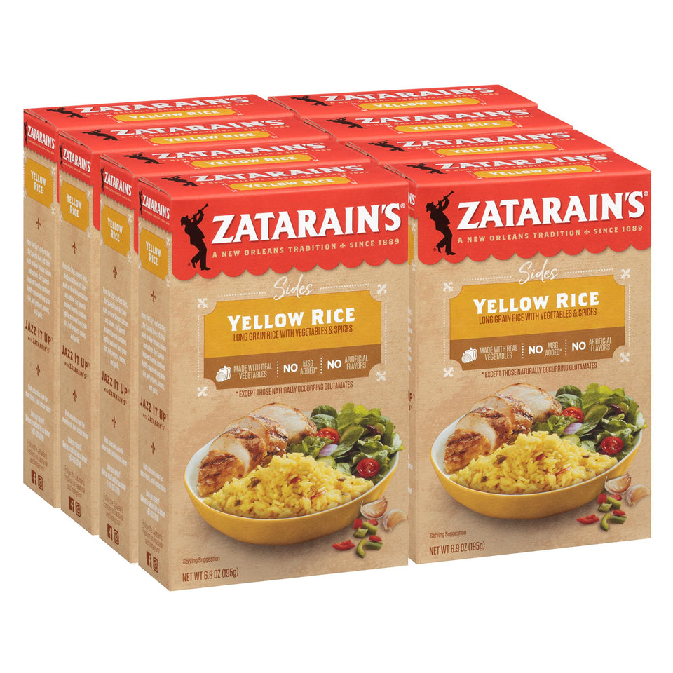 Zatarain's Yellow Rice package front ready to cook as a quick weeknight side