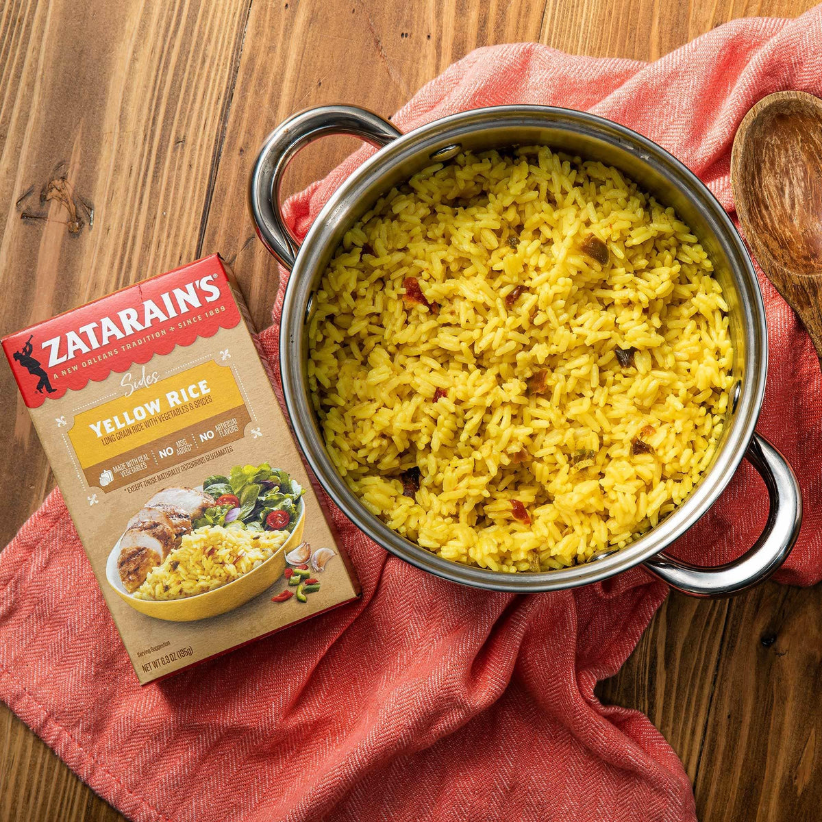 Zatarain's Yellow Rice turmeric and peppers give vibrant color