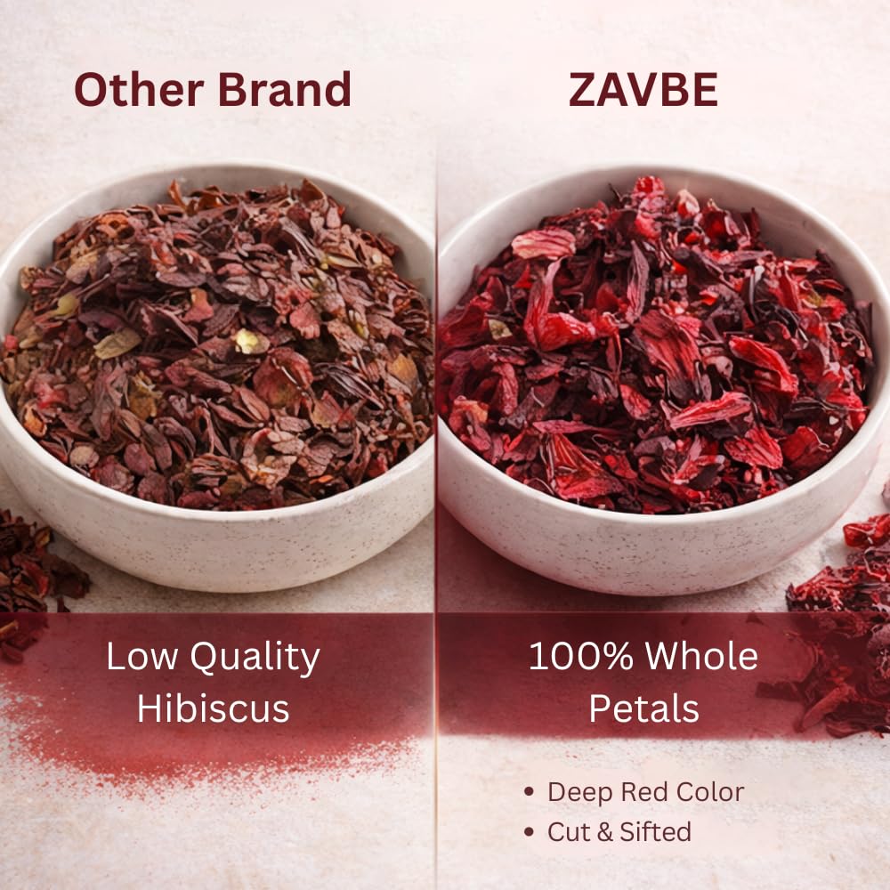 ZAVBE Hibiscus dried flowers close-up, rich textures.