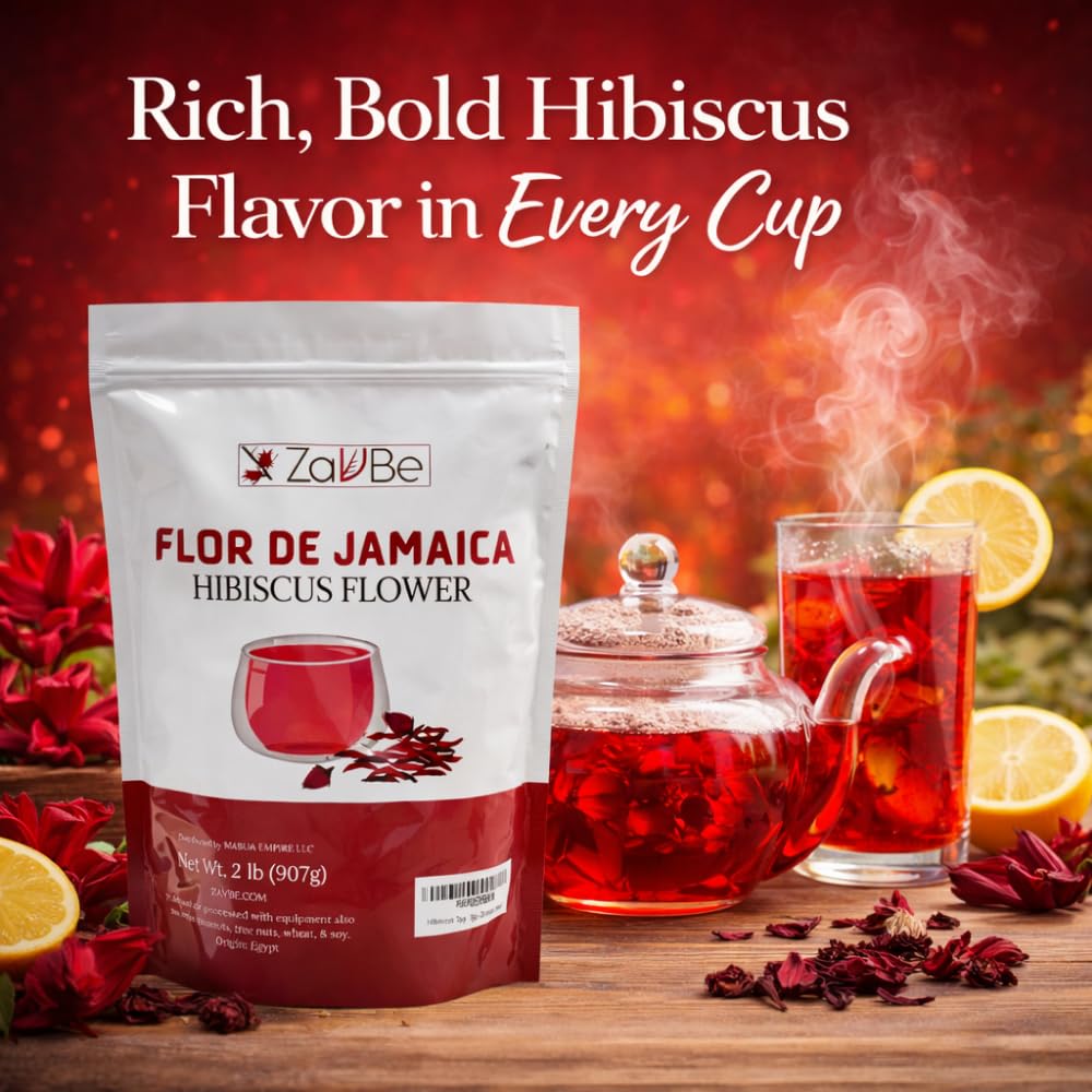 ZAVBE Hibiscus flowers aroma close-up, perfect for fruity, tart cups.