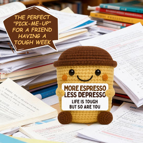 Zavvoolly crochet cup featuring Life Is Tough But So Are You for desk inspiration