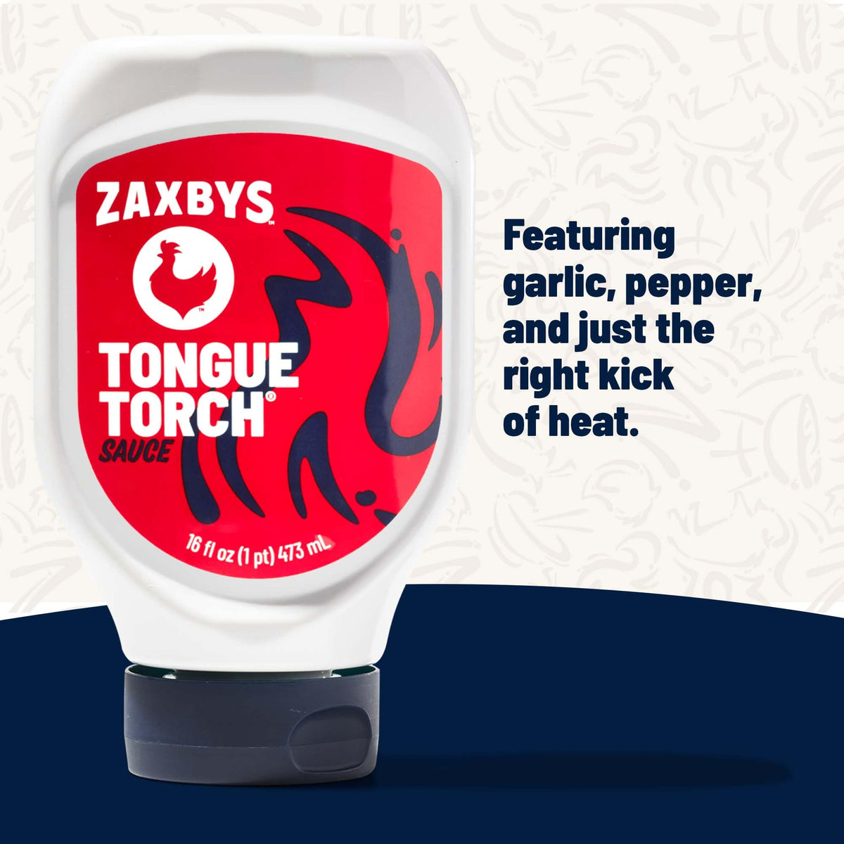 Zaxby's Tongue Torch Sauce pouring over a burger to elevate heat.