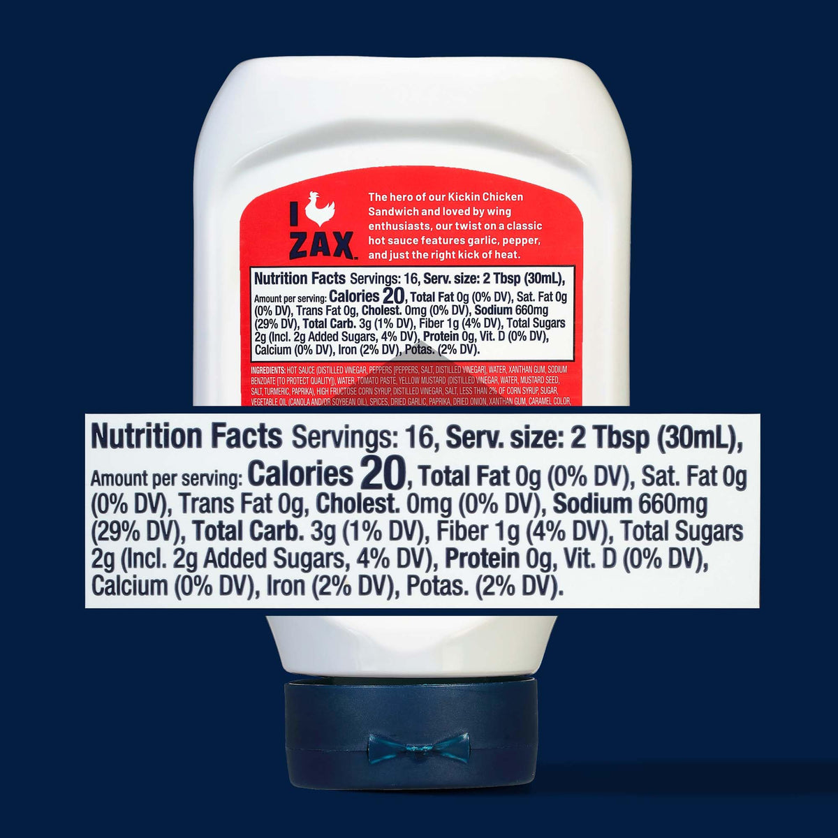 Two-pack of Zaxby's Tongue Torch Sauce bottles on a kitchen counter.