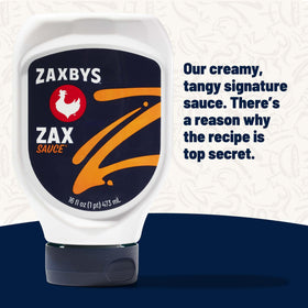 Zax Sauce with chicken tenders, perfect dipping companion.