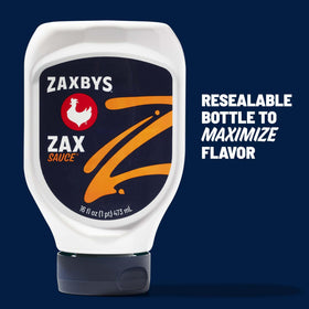 Zaxby's Zax Sauce label front, recognizable signature recipe in store-bought form.