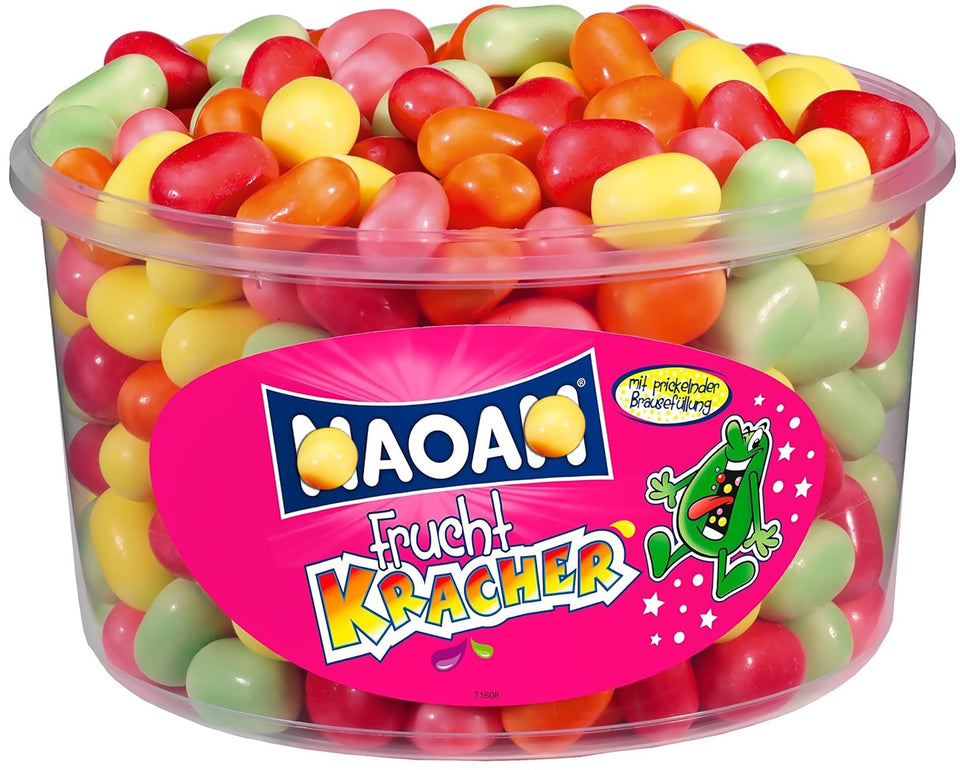 ZAYKIR Frucht Kracher bulk tub front view, ideal for party snack displays.