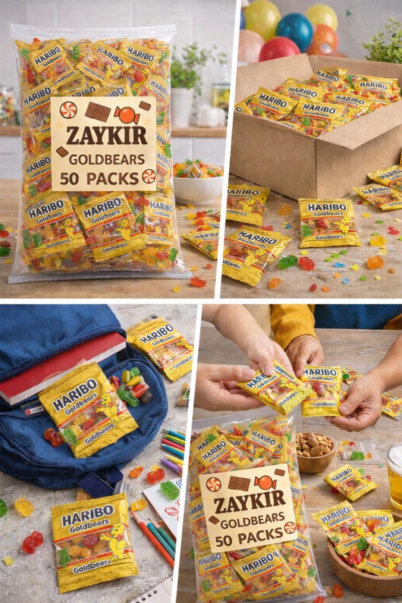 ZAYKIR Goldbears assorted fruit flavors for variety and party-ready treats.