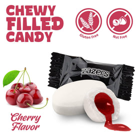 Zazers cherry-flavored chewy taffy close-up ideal for party favors.