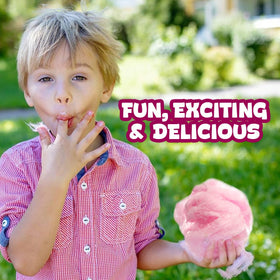 Zazers cotton candy bags close-up showing soft texture and vibrant color.