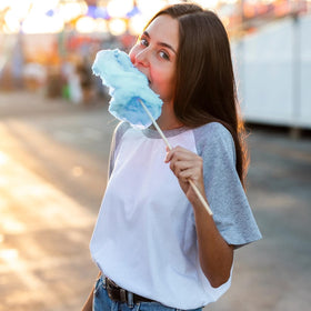 Zazers blue raspberry flavor cotton candy adds color to weddings and birthdays