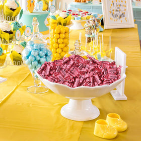 Zazers gender reveal pink candy adding color accents to reveal moments