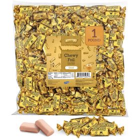 Zazers Gold Chewy Foil Candy peach flavor, 1 lb, luxurious centerpiece candy.