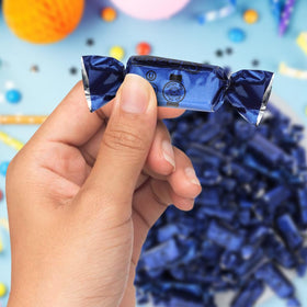 Zazers individually wrapped blue candy for easy sharing and gifts