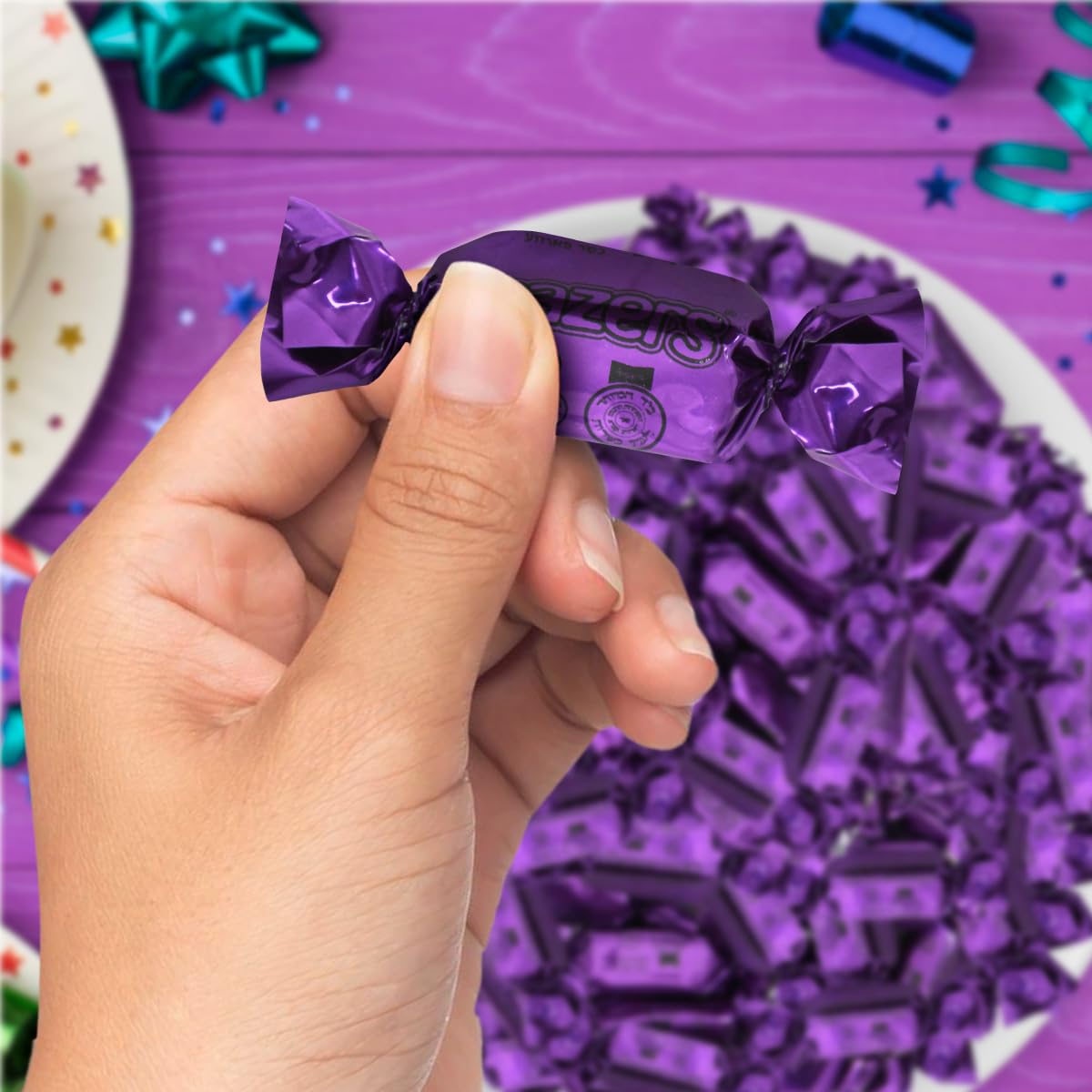 Zazers individually wrapped candies stay hygienic for jars or favors.