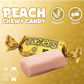 Zazers Peach-flavored candies, individually wrapped for easy sampling.