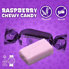 Zazers raspberry-flavor chewy candy adds bright flavor at parties.