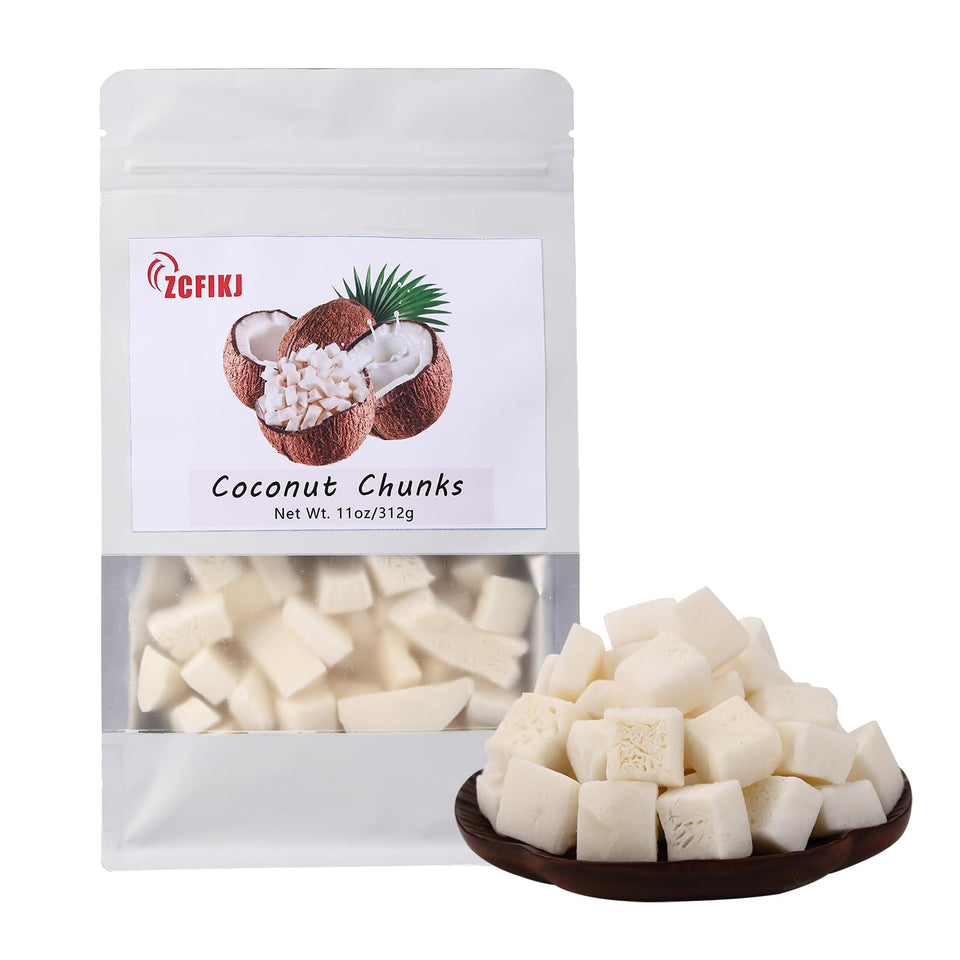 ZCFIKJ dried coconut chunks in resealable bag for fresh snacking