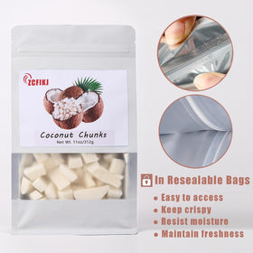 ZCFIKJ resealable bag preserves freshness of coconut chunks