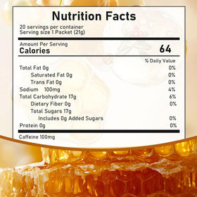 Zdiwond Nutrition Honey Packets label ingredients confirms pure four-ingredient formula.