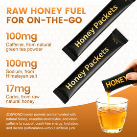 Zdiwond Nutrition Honey Packets Lions Mane visual emphasizes focus support for busy days.