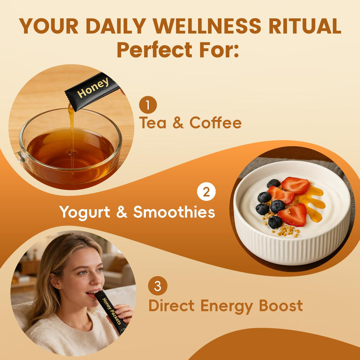 Zdiwond Nutrition Honey Packets pre-workout shot highlights quick fuel before training.