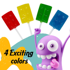 Zeesy brick-building-block-lollipop in blue, perfect for goodie bags.