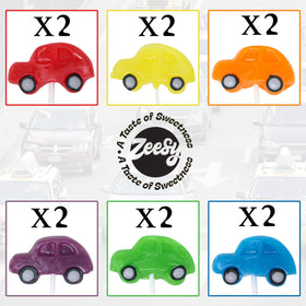 Zeesy car-shaped lollipop green, playful decor for racing parties.
