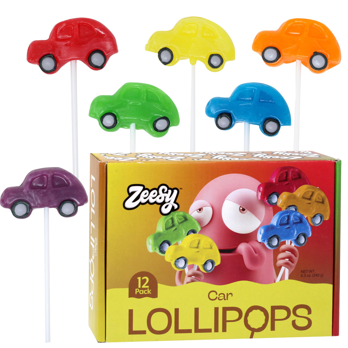 Zeesy car-shaped lollipop red, perfect for party favors.