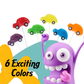 Zeesy car-shaped lollipop yellow, sunny accents for goodie bags.