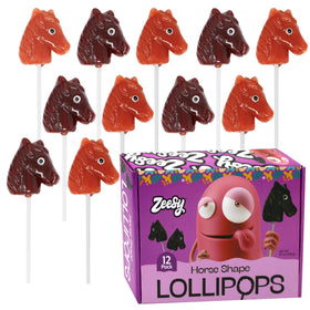 Zeesy Horse Suckers 12-pack: vibrant, horse-shaped candies perfect for party favors.