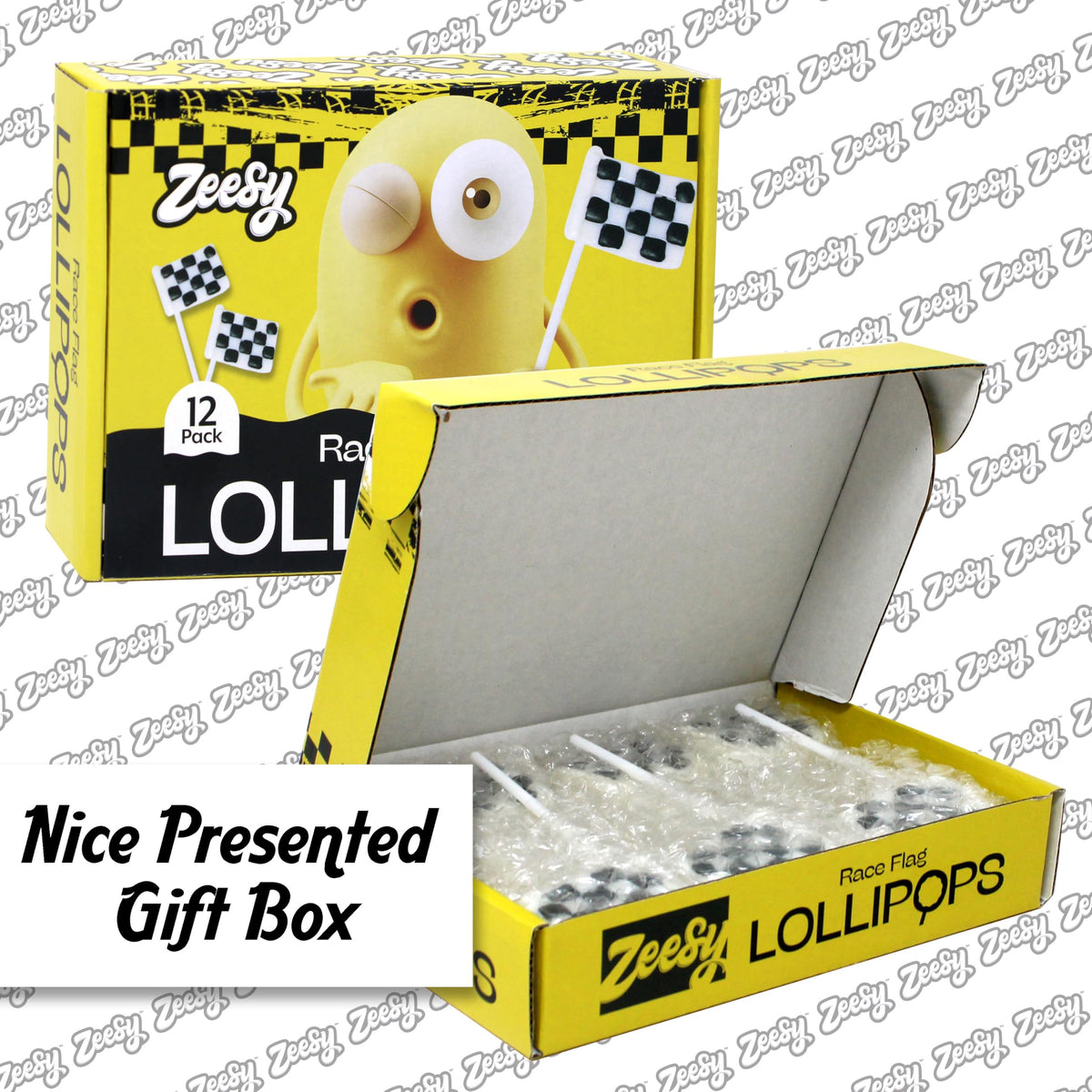 Zeesy race-car party-favor lollipops add festive flair to celebrations.